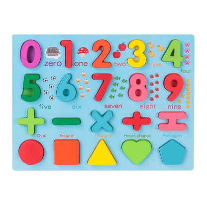 Kids 3D Wooden Puzzle Toys Colorful Number Letter Geometry Shape Cognition Grasp Board Early Learning Educational Montessori Toy 4