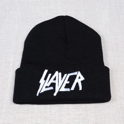 New SLAYER rock cap Men Women Warm winter 100% Cotton Knitted Hat embroidery letter Style Hip Hop Skullies Beanies Ski Cap