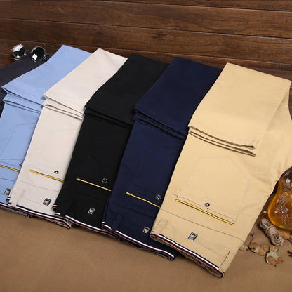 Classic Style Men Spring Summer Thin Casual Pants Fashion Business Cotton Solid Color Office Trousers High Quality Men Trousers