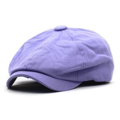 Ldslyjr Spring Summer Solid Cotton Newsboy Caps Men Flat Peaked Cap Women Painter Beret Hats 30 PURPLE 55-60cm adjustable