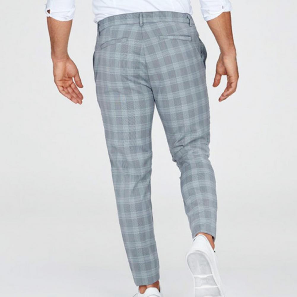 Checkered Fashion Men Trousers Plaid Loose Autumn Winter Vintage Checkered Pattern Pants Business Casual Travel Slim Pants