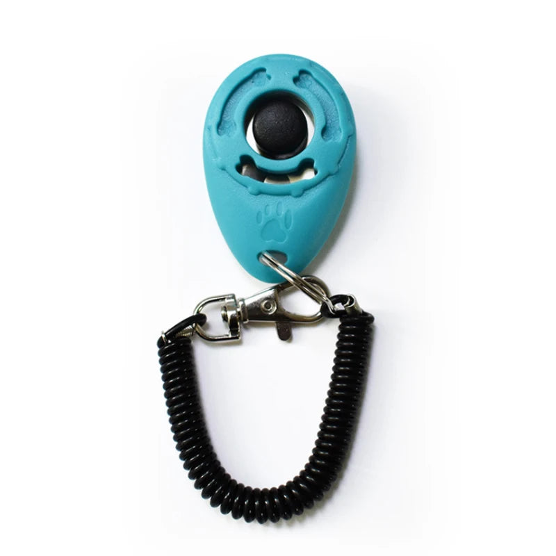 Dog Training Clicker Pet Cat Plastic New Dogs Click Trainer Aid Tools Adjustable Wrist Strap Sound Key Chain Dog Supplies sky blue