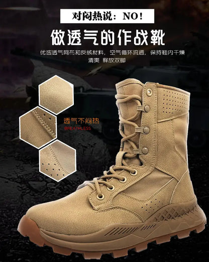 Outdoor Desert Boots Spring Special Forces Men Mesh Breathable Combat Mountaineering Boots Hiking Ultra-Light Training Shoes