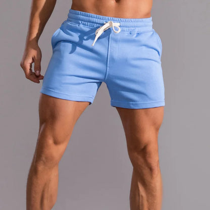 Summer New 100% Cotton Casual Shorts Men High Quality Fashion Short Pants Men Side Pockets Zip Outdoor Running Shorts Men Blue