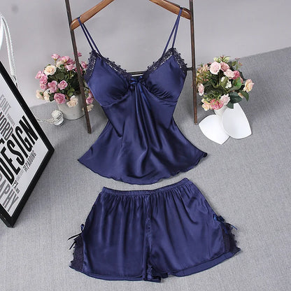 Sexy Summer Womens 2PC Robe Bath Gown Strap Top Pants Pajamas Sets Sleepwear Lady Home Wear Nightgown Suit Sleepshirts M-XXL