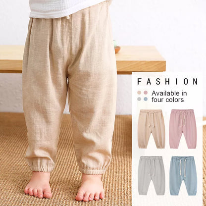 Children's Cotton And Linen Trousers Spring And Summer Thin Boys And Girls Linen Pant Baby Harem Pants WT620