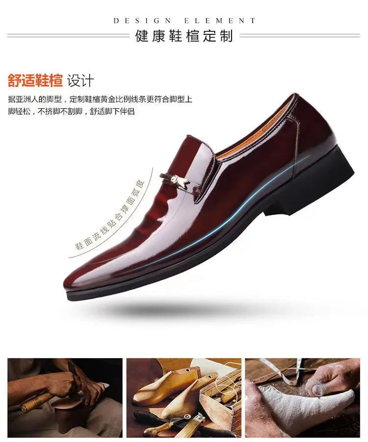 Luxury Business Oxford Leather Shoes Men Breathable Patent Leather Formal Shoes Plus Size Man Office Wedding Flats Male Black