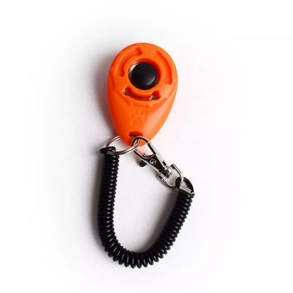 Dog Training Clicker Pet Cat Plastic New Dogs Click Trainer Aid Tools Adjustable Wrist Strap Sound Key Chain Dog Supplies dark Orange