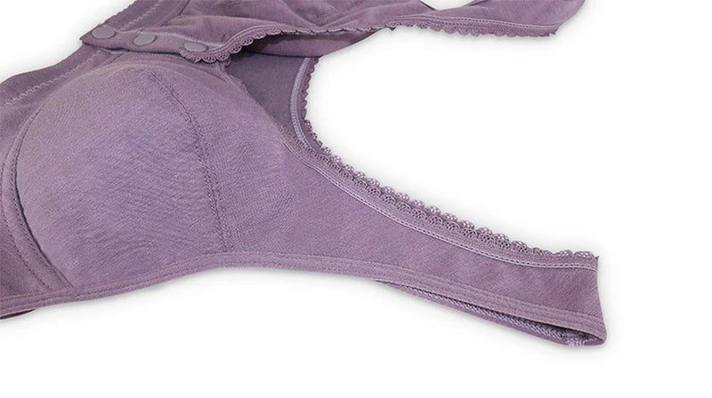 Comfortable Cotton Bra For Women Wireless Bras Lace Front Closure Underwear Soft Lingerie