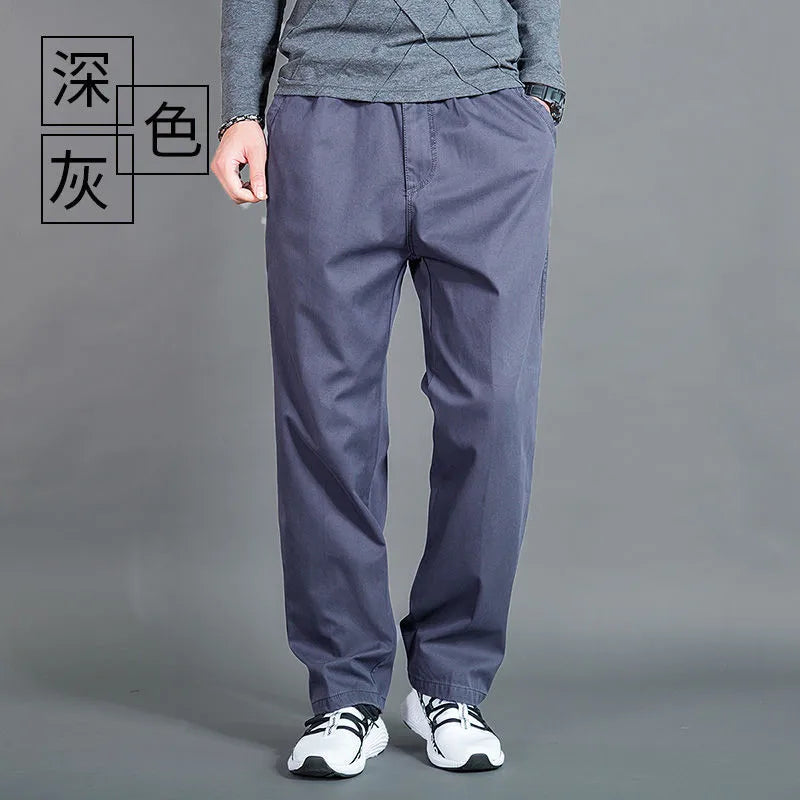 Men's Spring Autumn New Overalls Work Pants Plain Large Size Cotton Casual Pants Jogging Clothing Summer Sports Trousers 1226 Dark gray