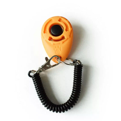 Dog Training Clicker Pet Cat Plastic New Dogs Click Trainer Aid Tools Adjustable Wrist Strap Sound Key Chain Dog Supplies light orange