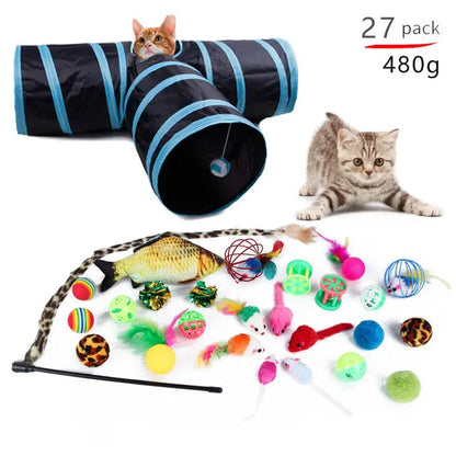 Cat Pets Toys Mouse Shape Balls Foldable Cat Kitten Play Tunnel Funny Cat Stick Mouse Supplies Simulation Fish Cat Accessories E