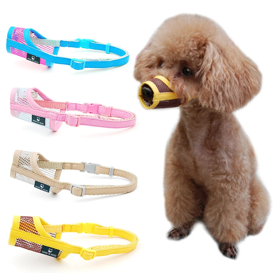 Dog Muzzle Puppy Small Medium Large dog Leatherette Nylon Mesh Muzzle Pet muzzle