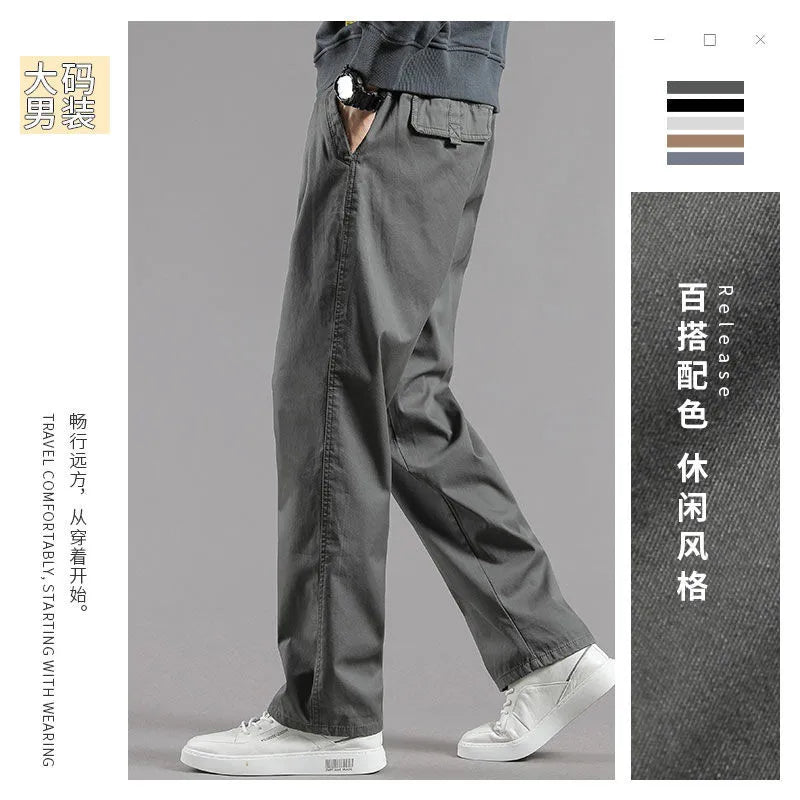 Men's Spring Autumn New Overalls Work Pants Plain Large Size Cotton Casual Pants Jogging Clothing Summer Sports Trousers