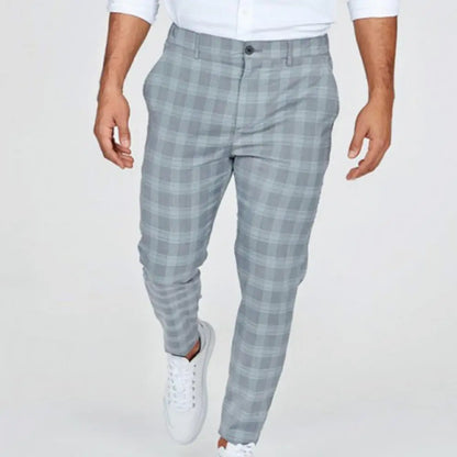 Checkered Fashion Men Trousers Plaid Loose Autumn Winter Vintage Checkered Pattern Pants Business Casual Travel Slim Pants