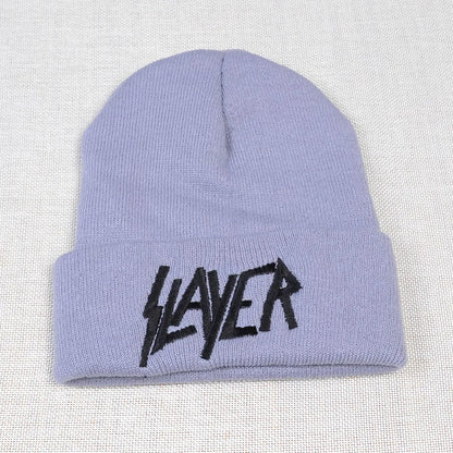 New SLAYER rock cap Men Women Warm winter 100% Cotton Knitted Hat embroidery letter Style Hip Hop Skullies Beanies Ski Cap