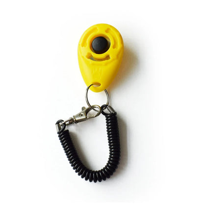 Dog Training Clicker Pet Cat Plastic New Dogs Click Trainer Aid Tools Adjustable Wrist Strap Sound Key Chain Dog Supplies lemon yellow