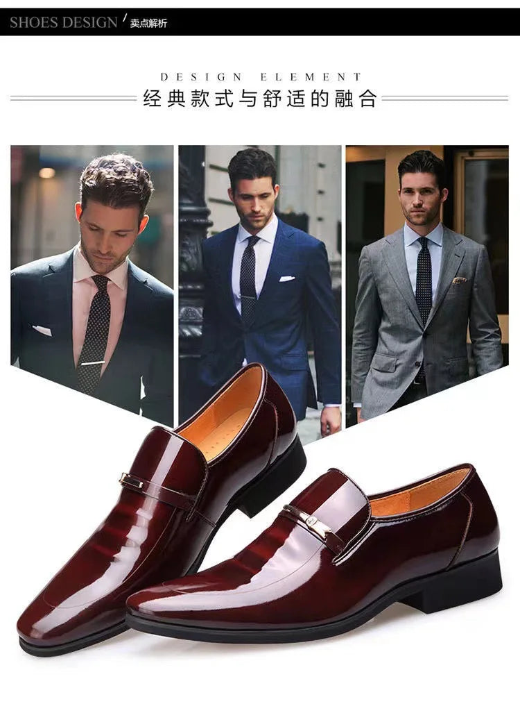 Luxury Business Oxford Leather Shoes Men Breathable Patent Leather Formal Shoes Plus Size Man Office Wedding Flats Male Black