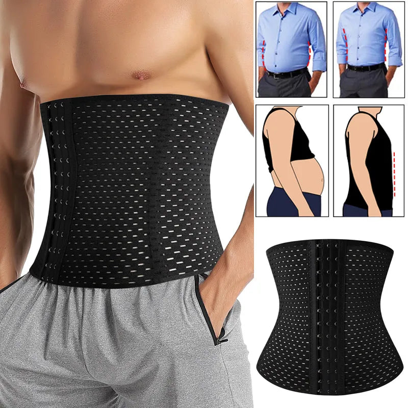 Waist Trainer Shapers Corset For Men Abdomen Reducer Slimming Belt Shapewear High Compression Modeling Strap Workout Girdle Faja