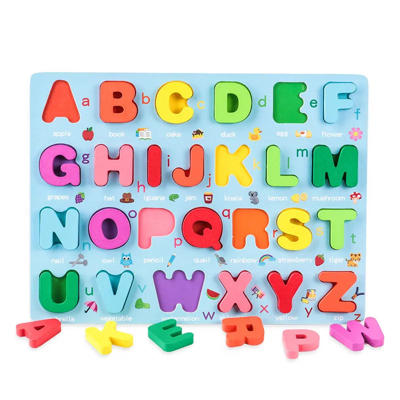 Kids 3D Wooden Puzzle Toys Colorful Number Letter Geometry Shape Cognition Grasp Board Early Learning Educational Montessori Toy