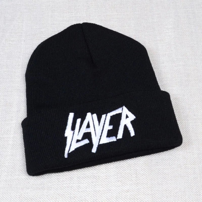 New SLAYER rock cap Men Women Warm winter 100% Cotton Knitted Hat embroidery letter Style Hip Hop Skullies Beanies Ski Cap