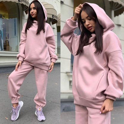 Monochrome Hooded Hoodie Set, Casual Two-Piece Set, European and American, New Fashion, Hot Selling, 2021 Autumn and Winter