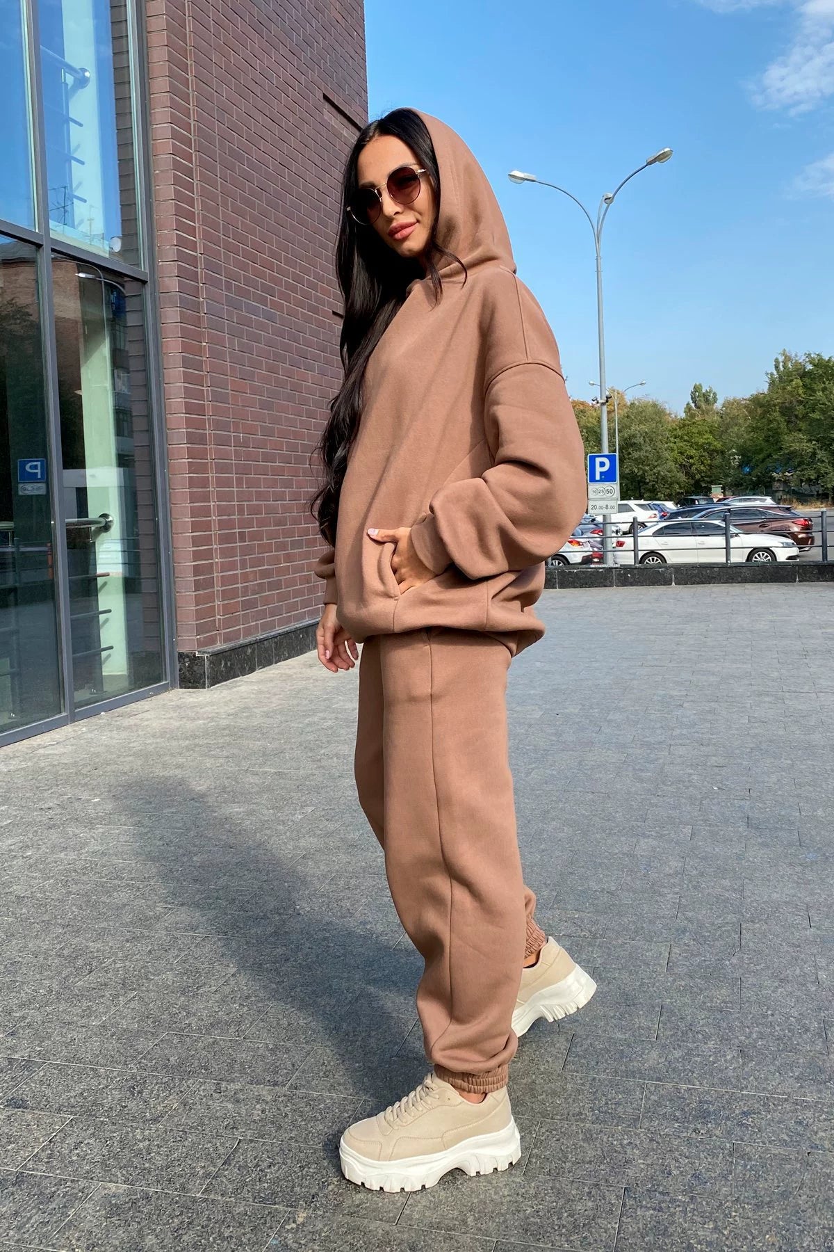 Monochrome Hooded Hoodie Set, Casual Two-Piece Set, European and American, New Fashion, Hot Selling, 2021 Autumn and Winter