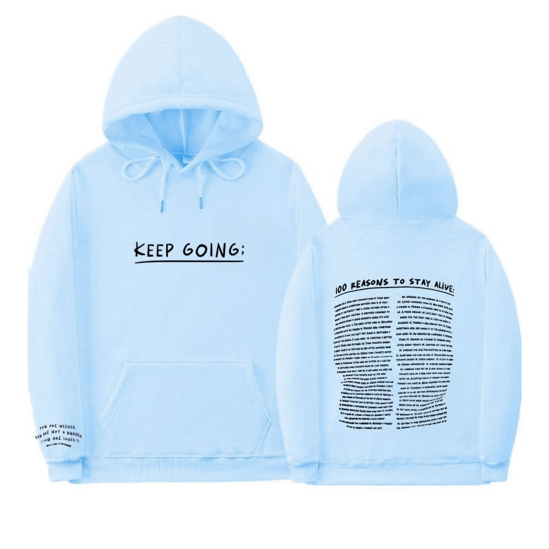 Letter Printing Long-sleeved Drawstring Hooded Sweatshirt With Pockets Fashion Sports Hoodie Womens Clothing FS5274 Light Blue