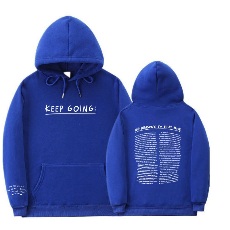 Letter Printing Long-sleeved Drawstring Hooded Sweatshirt With Pockets Fashion Sports Hoodie Womens Clothing FS5274 Blue