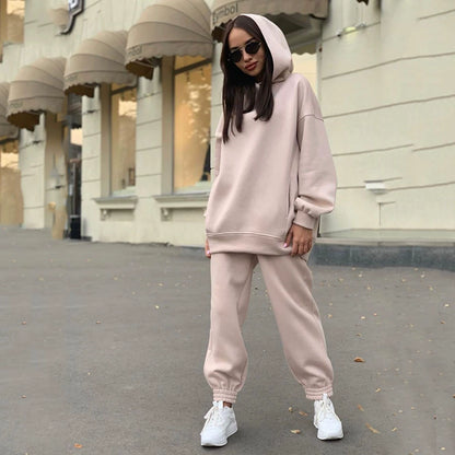 Monochrome Hooded Hoodie Set, Casual Two-Piece Set, European and American, New Fashion, Hot Selling, 2021 Autumn and Winter