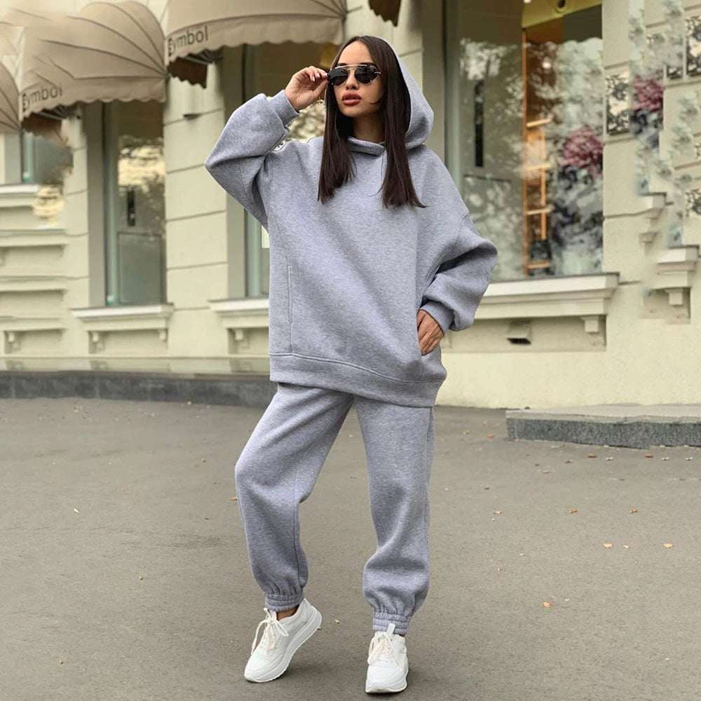 Monochrome Hooded Hoodie Set, Casual Two-Piece Set, European and American, New Fashion, Hot Selling, 2021 Autumn and Winter