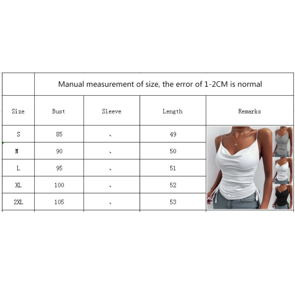 Women's Tank Top Suspender Solid Color Deep V-neck Tight-fitting Drawcord Design Summer Suspender