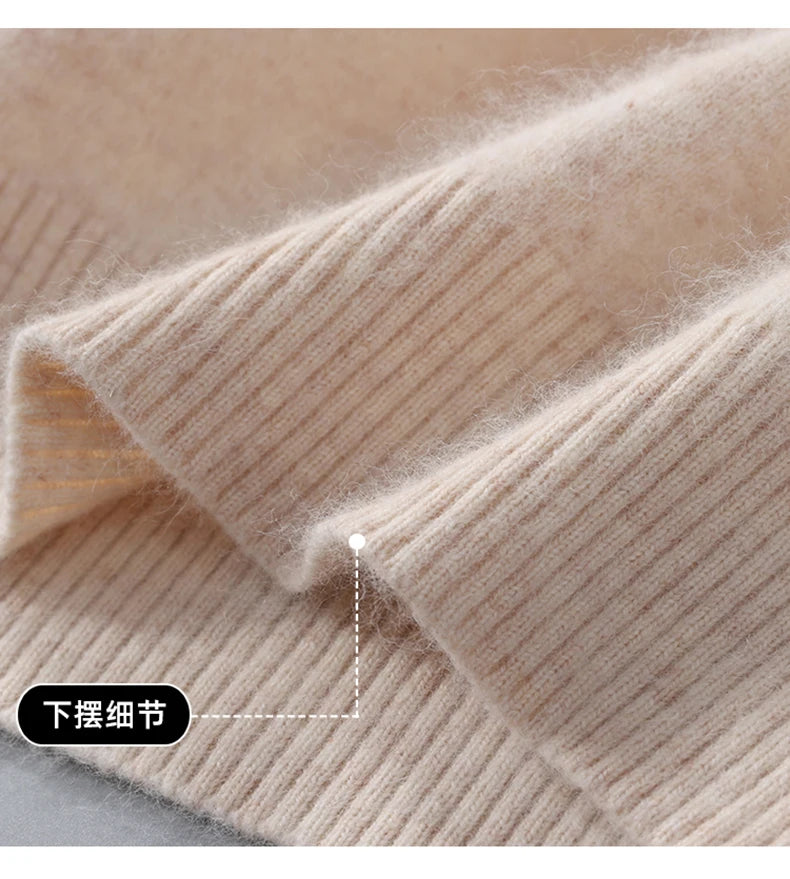 Men's Shirt 100% Mink Cashmere Sweater Casual Business POLO Collar Pullover Autumn Winter Warm Knit Base Shirt Men's Clothing