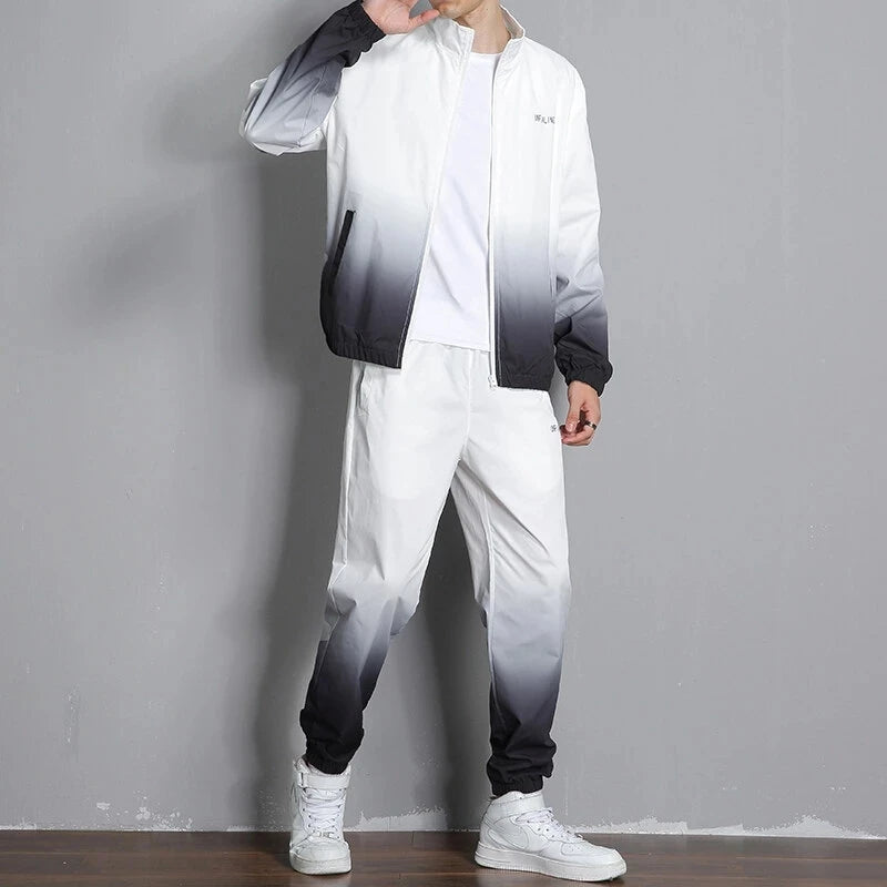 New Spring Men Casual Sets Mens Hooded Tracksuit Sportswear Jackets+Pants 2 Piece Sets Hip Hop Running Sports Suit 5XL 09