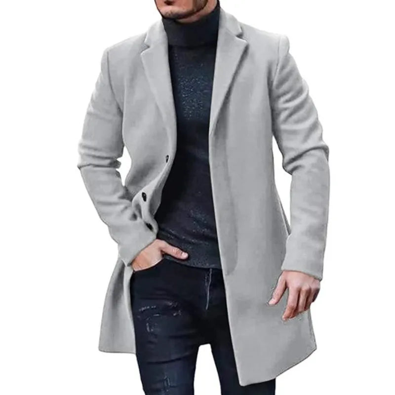 Male Streetwear Jackets Man's Solid Color Casual Outerwear And Coats Single Breasted Lapel Wool Men's Jacket For Spring Winter GRAY