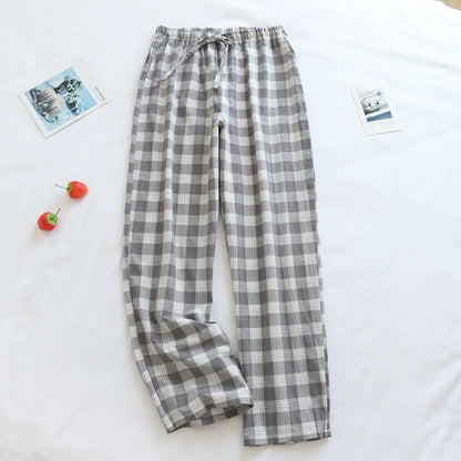 Men’s Casual Cotton Flannel Plaid Pajama Sleeping Pants Lounge Bottoms Loose Trousers Comfortable Soft Skin-friendly Nightwear Grey CHINA