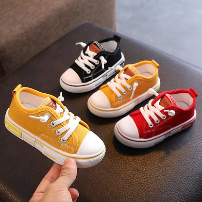 2022 Spring New Kids Canvas Shoes for Boys Solid Red Light School Casual Shoes Girls Non-slip Fashion Children Unisex Sneakers