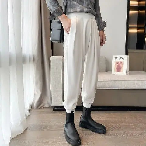 Stacked Pants Streetwear Men's Pants Joggers  Casual Harem Trousers Harajuku Korean Motorcycle Tapered Male Blazer Pants