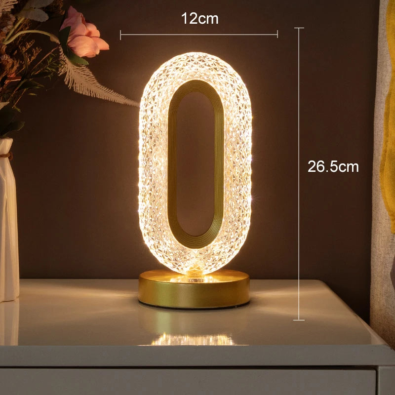 Crystal LED Table Lamp Stepless Dimming USB Charging Touch Switch Remote Control Bedside Light Living Room Decoration Desk Lamp 800 mAh battery oblong 3 color dimming