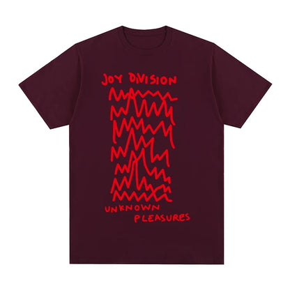 Unknown Pleasures By Joy Division (1979) Silk T-shirt Cotton Men T Shirt New TEE TSHIRT Womens Tops Unisex Burgundy