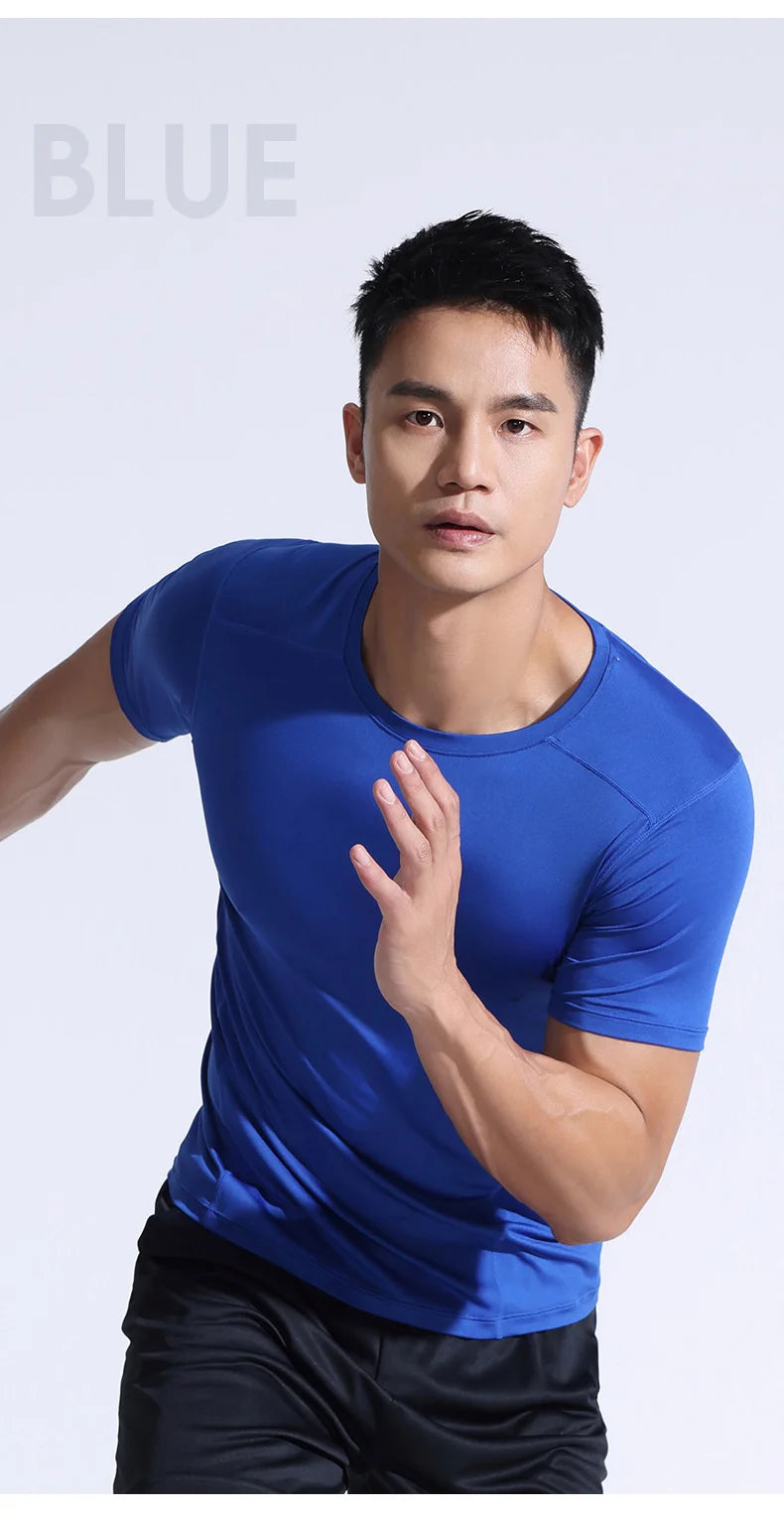 Men's Running Tight T-shirt Short Sleeve Extra Large Gym Fitness Top Men's Jogging Sports Wear Quick Drying Sports Shirt Top