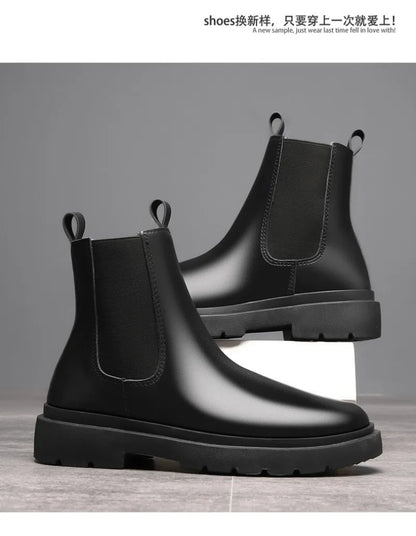 Autumn New Chelsea Boots for Men Black Men Boots Fashion Winter Slip on Ankle Boots Retro Motorcycle Booties botas para hombre