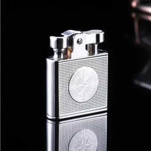 Honest Windproof Retro Copper Cigarette Cigar Lighter Mens Smoking Accessories Gadgets Metal Luxury Kerosene Lighter Waterproof Silver