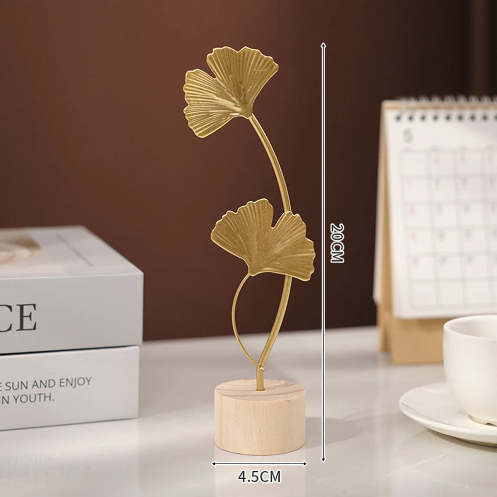 Ginkgo Leaf Decoration Wooden Ornaments Miniature Figurines Office Desktop Crafts Home Decor Christmas Gifts Home Accessories ginkgo leaf