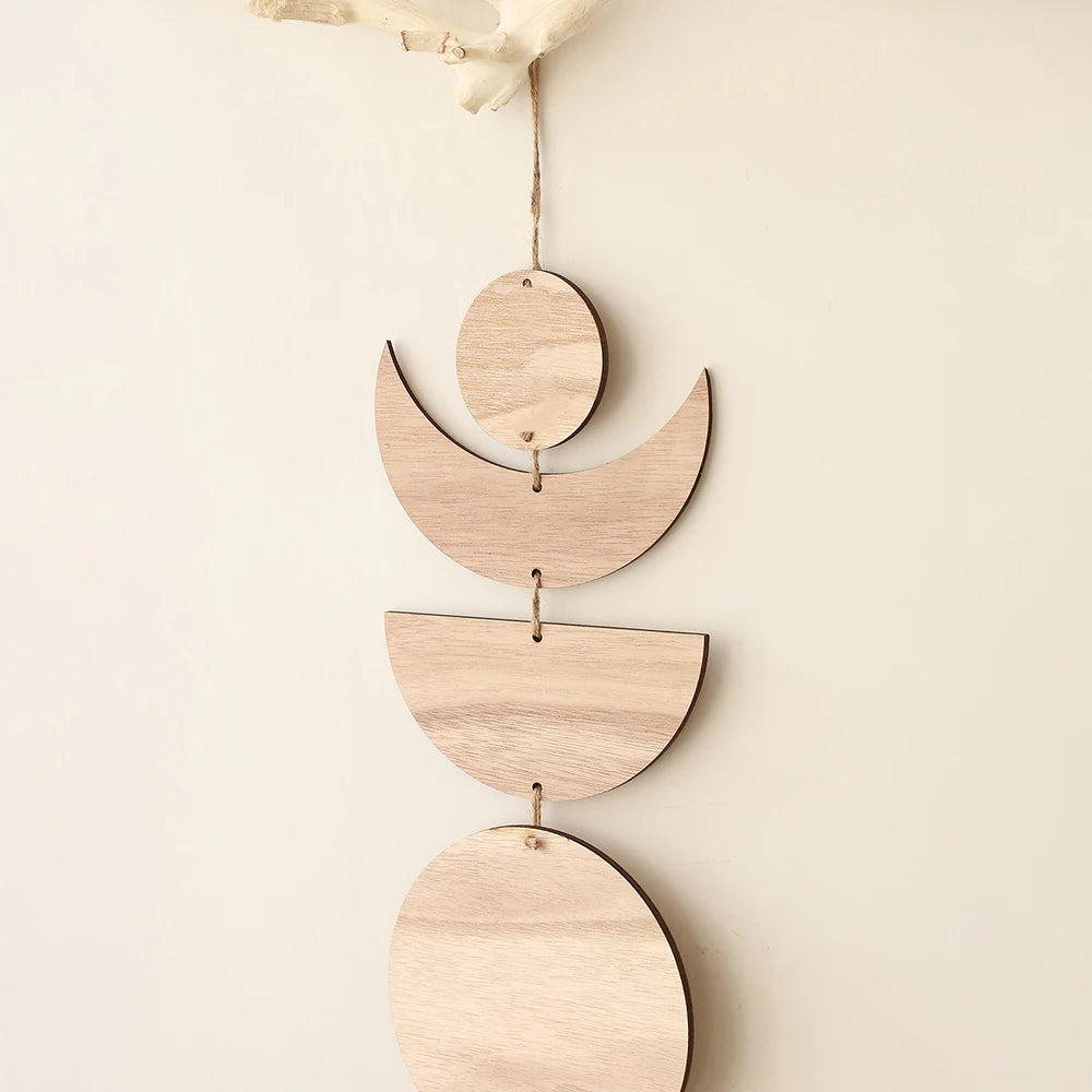 Wooden Moon Phase Garland Wall Decor Ramadan Decoration Boho Home Decor Bedroom Living Room Nursery Ornament Decor Craft Gift