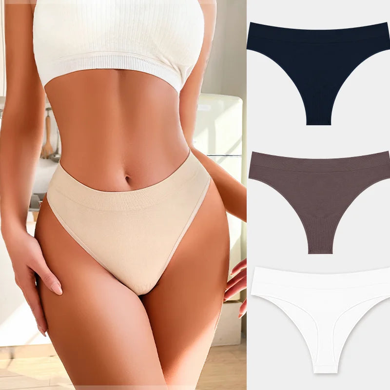 3PCS Seamless Women's Lingerie Female Thongs Sexy Underwear Low-Rise Underpant Women's Panties Intimates Bikini Briefs S-XL Set5 CHINA | 3pcs