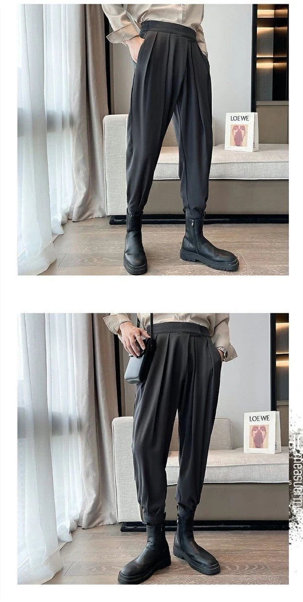 Stacked Pants Streetwear Men's Pants Joggers  Casual Harem Trousers Harajuku Korean Motorcycle Tapered Male Blazer Pants