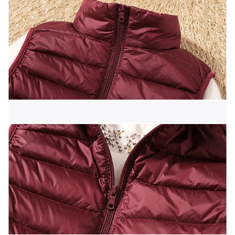 2023 New Women Sleeveless Women Slim Ultra Light Down Jacket Girl Portable Lightweight Vests Windproof Warm Waistcoat