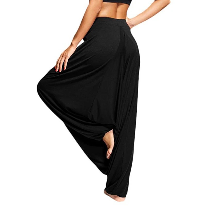 Harem Pants Womens Casual Hippy Loose Trousers Baggy Drop-crotch Solid Color Wide Leg Elastic Waist Fashion Mujer Pantalones New