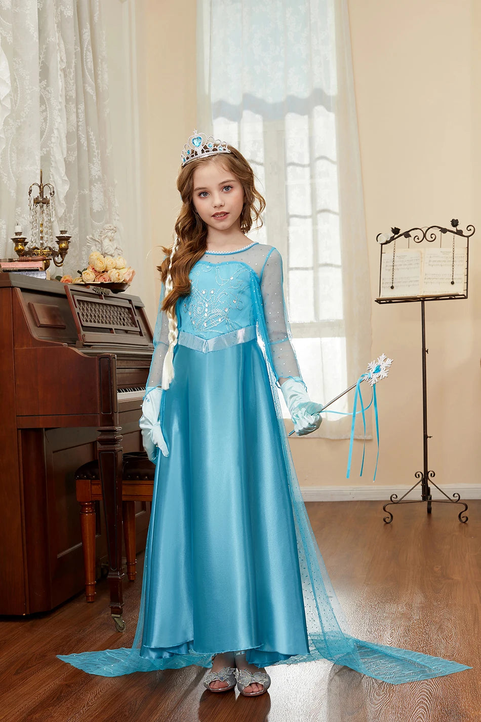 Girls Princess Dresses Children Elsa Birthday Fancy Gown Kids Snow Queen Dance Blue Clothes Christmas Kids Cosplay Dresses